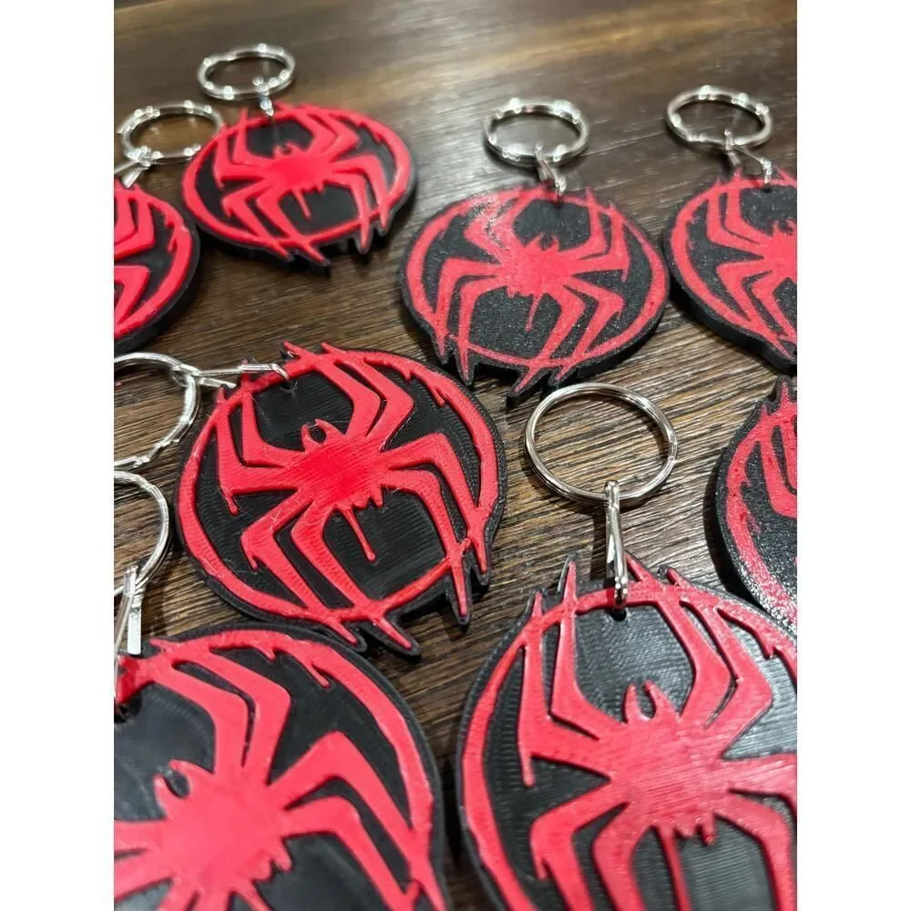 Miles Morales Spiderman Symbol Keychain Pack Dual-Color Raised Design (10 Pack)